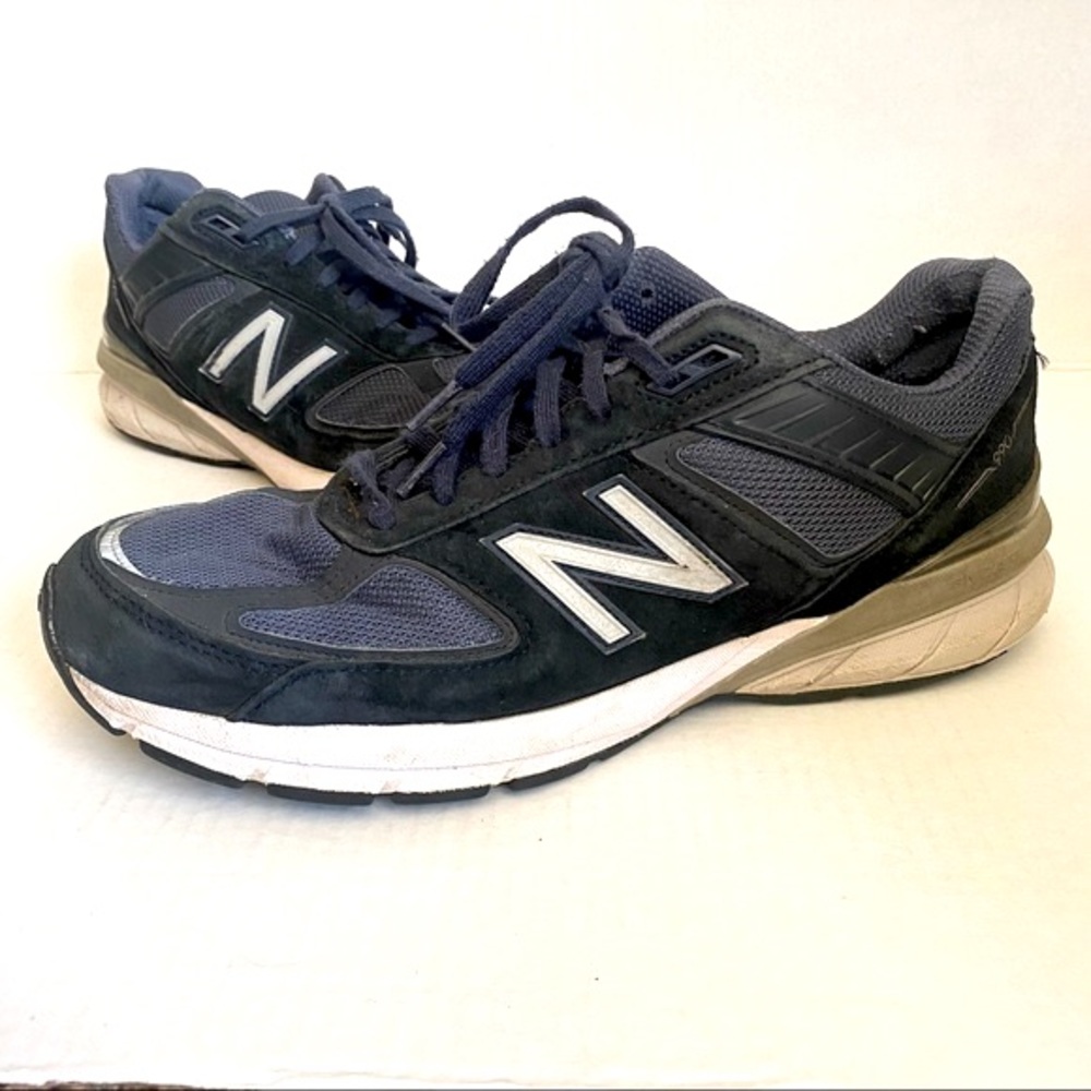 New Balance USA MADE 990v5 blue Suede Sneakers athletic shoes Size 11